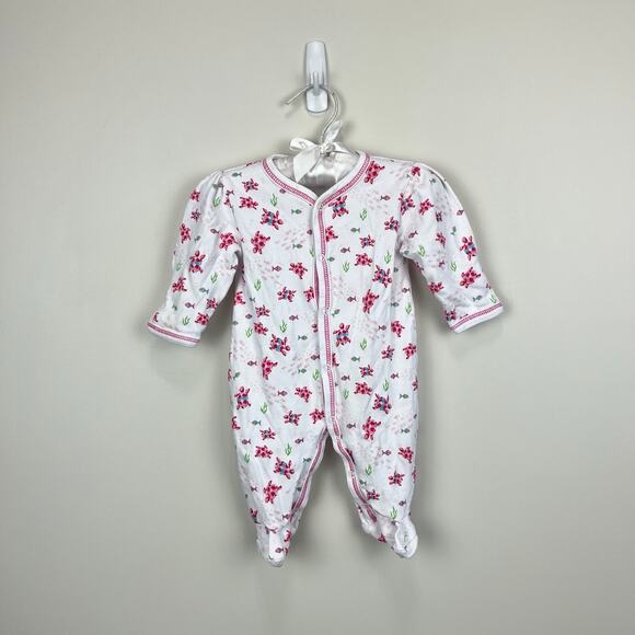 Kissy Kissy Pink White Ocean Footie 0-3 Months - Picture 1 of 7